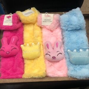 Prince Plush Kids Scarves in Pink, Yellow, Light Pink, Blue